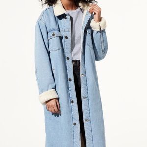 TNA long denim Sherpa jacket
